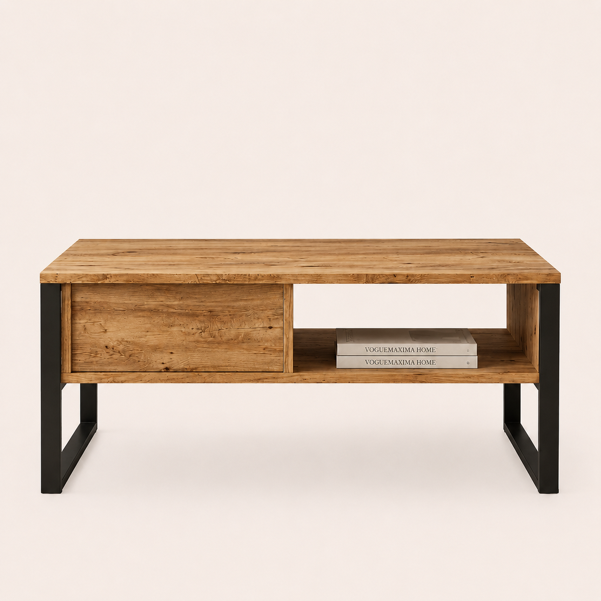 Lacita Metal Aksamlı Raflı Orta Sehpa 100 × 59,7 × 44,4 cm Atlantik Çam