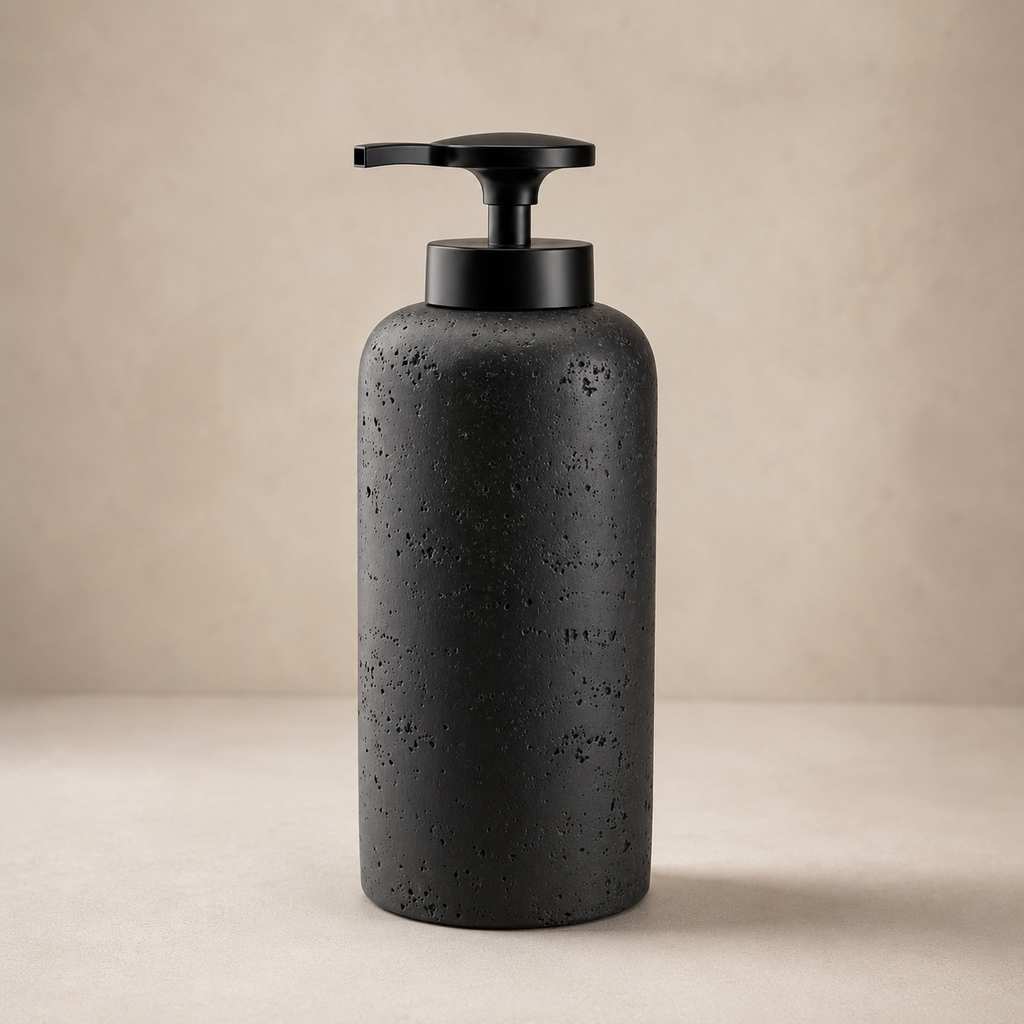 Siyah XL Taş Dokulu Sıvı Sabunluk 9x24 cm