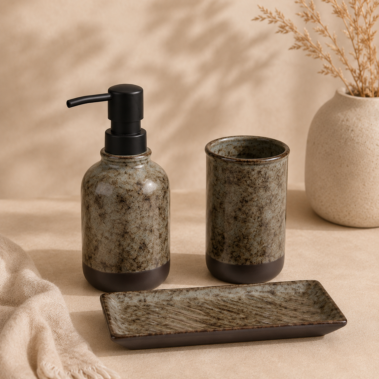 Silex Mat Dokulu Seramik Sıvı Sabunluk Gri 250 ml 7x16 cm