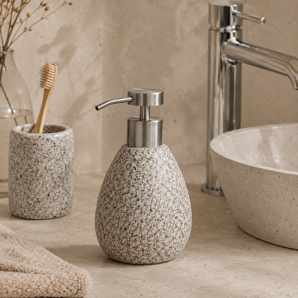 Terrazzo Desenli Sıvı Sabunluk Çok Renkli Seramik 9x16 cm