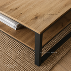 Lacita Metal Aksamlı Raflı Orta Sehpa 100 × 59,7 × 44,4 cm Atlantik Çam