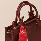 Sella Bordo Renk Fularlı Kadın El ve Omuz Çantası 21x16 cm