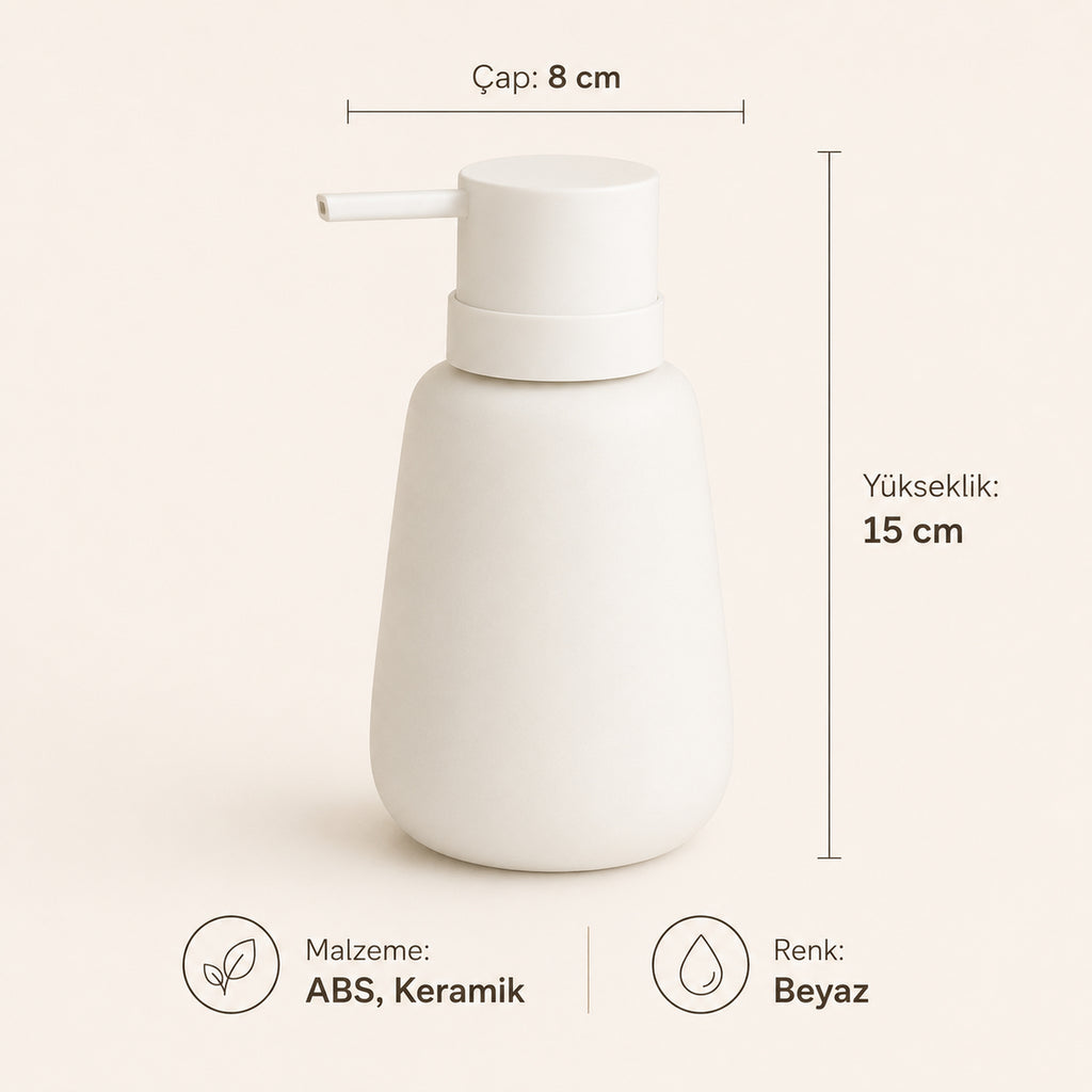 Sıvı Sabunluk Beyaz ABS Seramik 8x15 cm