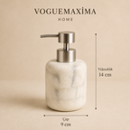 Carrara Beyaz Mermer Görünümlü Sıvı Sabunluk 9x14 cm