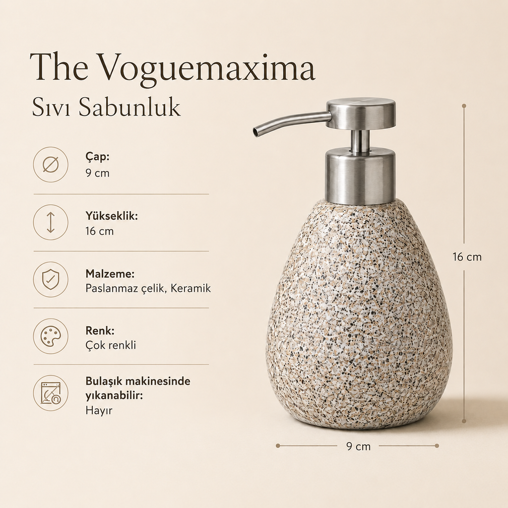 Terrazzo Desenli Sıvı Sabunluk Çok Renkli Seramik 9x16 cm