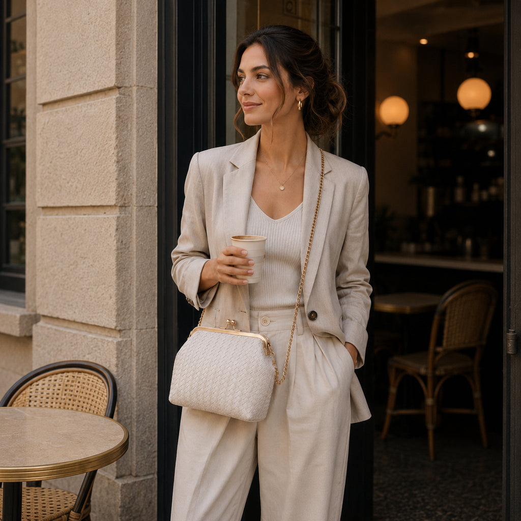 Milano Chic Beige Renk Astarlı Suni Deri Kadın El Çantası