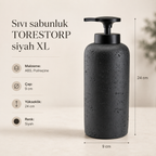 Siyah XL Taş Dokulu Sıvı Sabunluk 9x24 cm