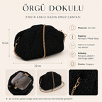 Siyah Örgü Zincir Askılı Kadın Omuz Çantası